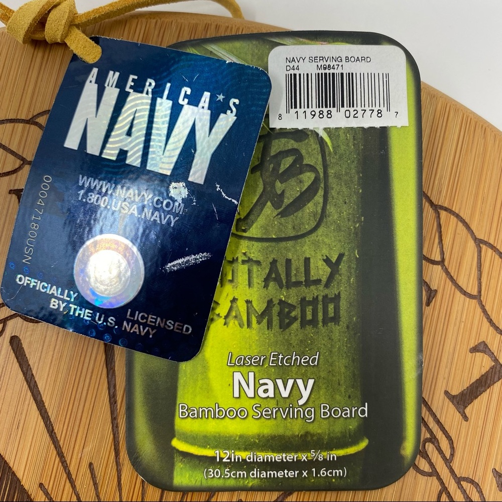 Totally Bamboo U.S. Navy 12” Round Serving Board - Picture 3 of 4